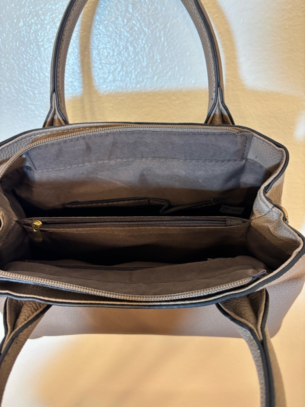 Structured Taupe Women’s crossbody  Handbag with Detailing - Picture 6 of 6